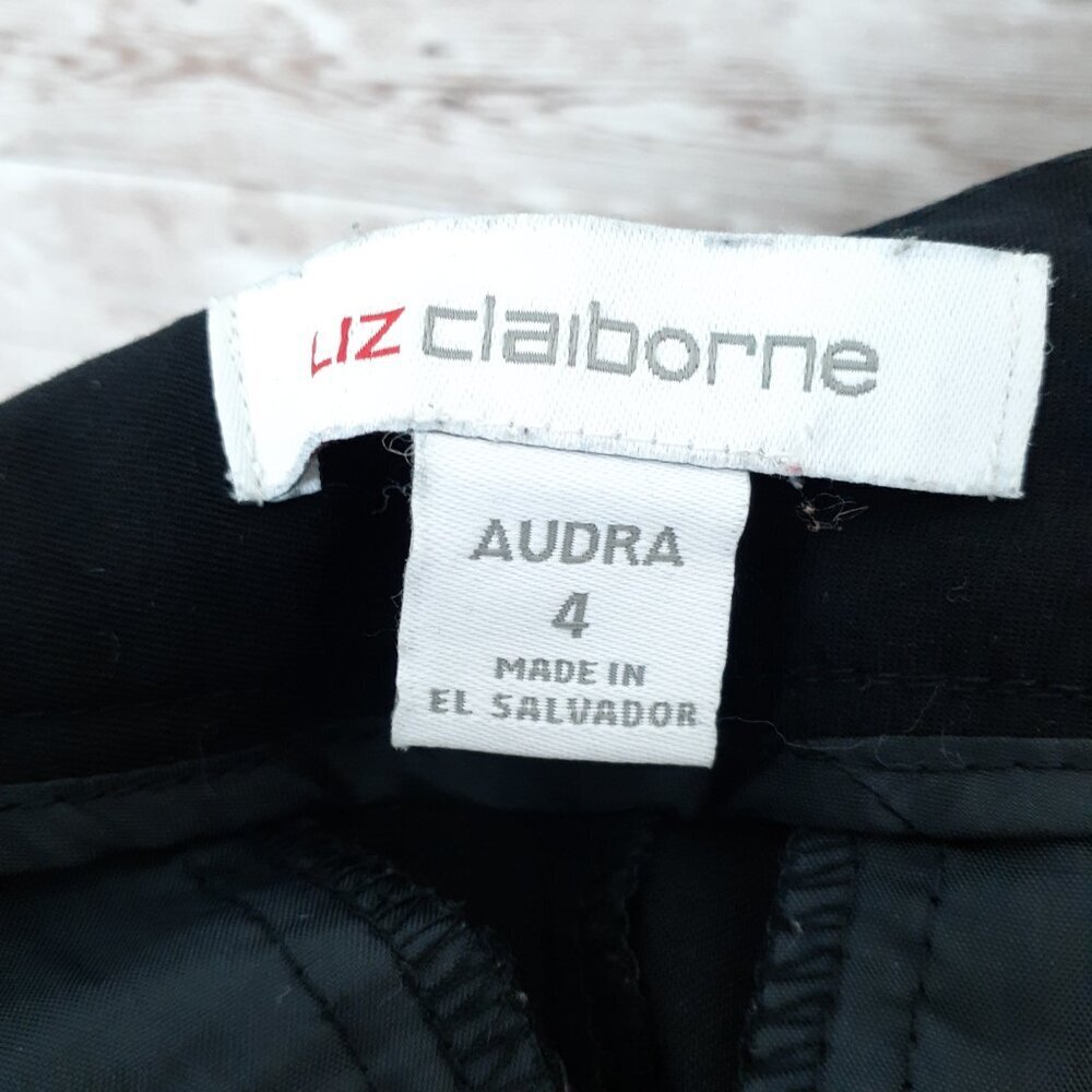 Liz Claiborne Audra Womens Dress Pants Size 4 Black Straight Leg 407 - Picture 5 of 6